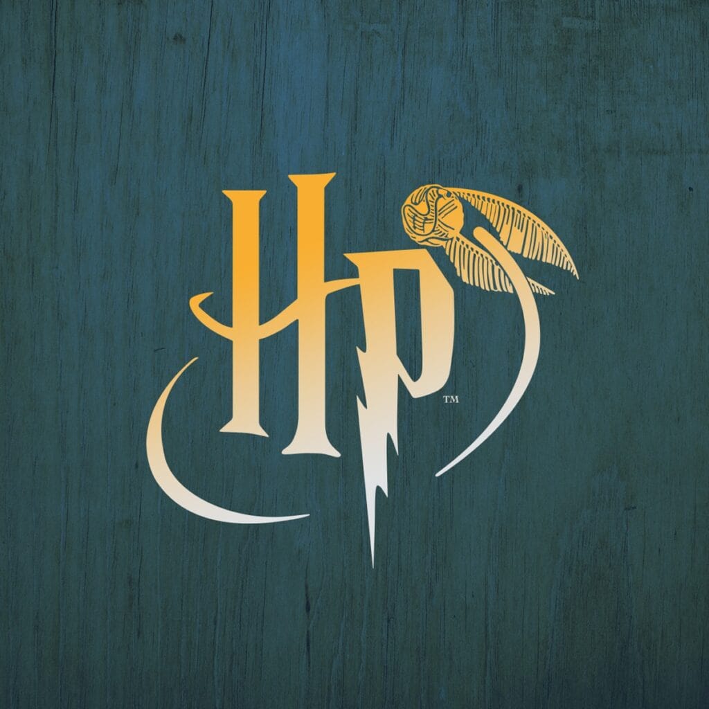 A symbol representing the Harry Potter series, featuring a stylized letter "H" intertwined with a lightning bolt, often associated with the series' protagonist. The design is set against a backdrop of magical elements like wands, owls, or the silhouette of Hogwarts, evoking the fantasy world of the books and films.